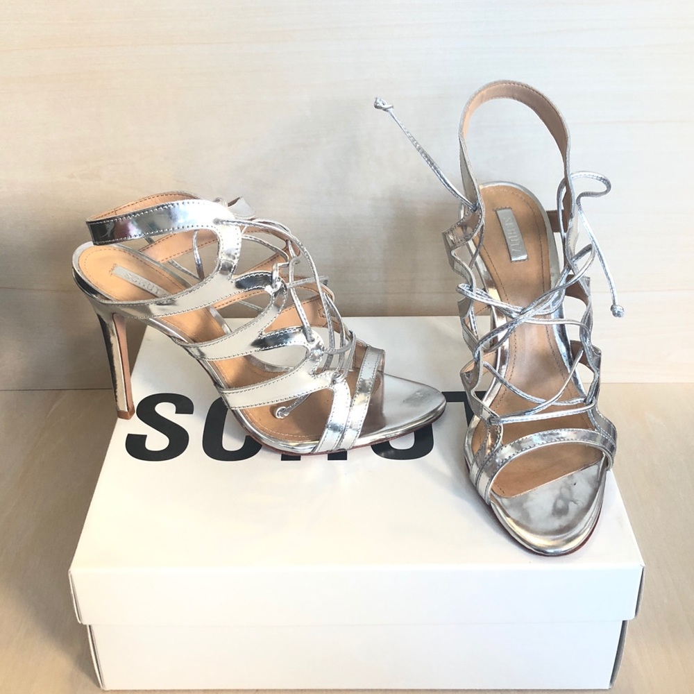 Schutz Sandalia Salto Alto Couros